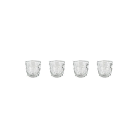 Kaanch Embossed Check Tumblers - Clear - Set of 4