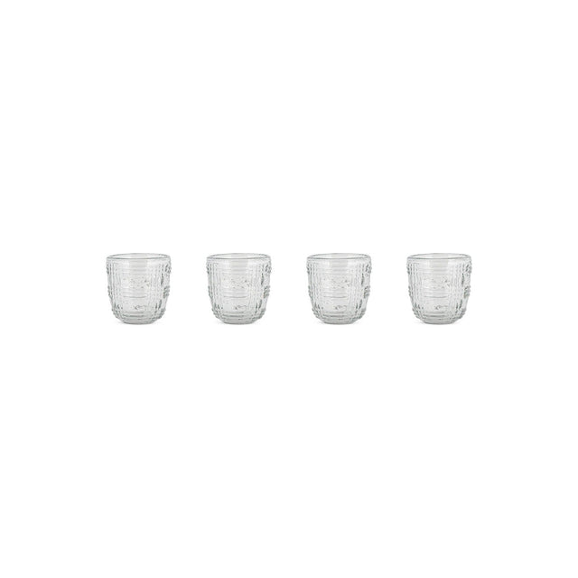 Kaanch Embossed Check Tumblers - Clear - Set of 4