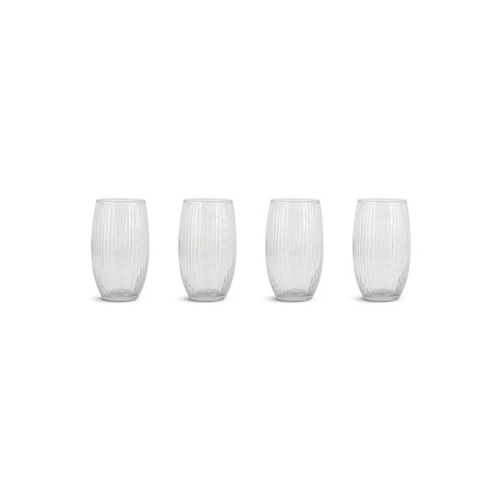 Otuba Ribbed Highball Tumblers - Clear - Set of 4