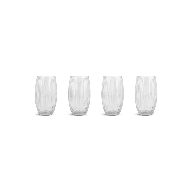 Otuba Ribbed Highball Tumblers - Clear - Set of 4