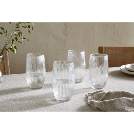 Otuba Ribbed Highball Tumblers - Clear - Set of 4
