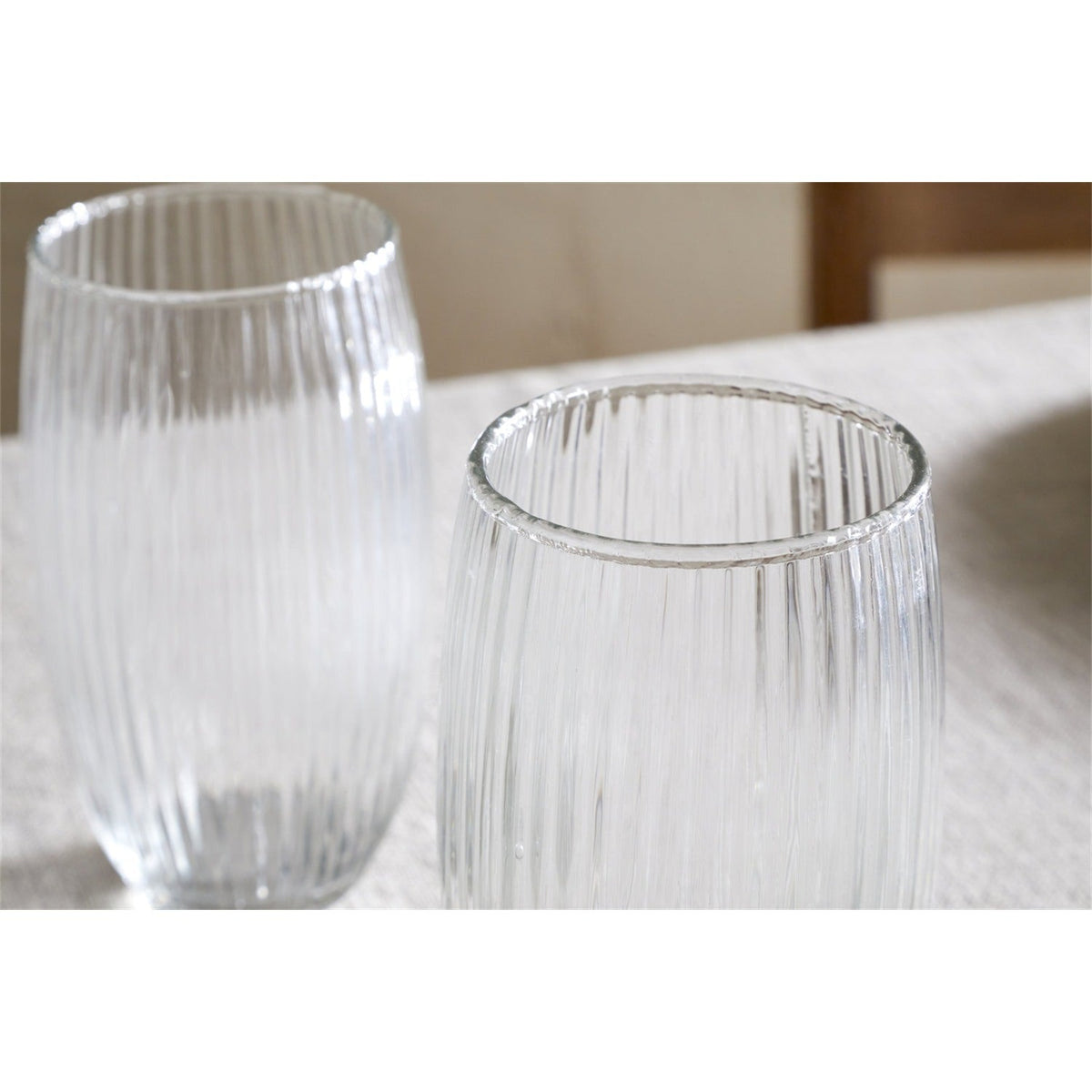 Otuba Ribbed Highball Tumblers - Clear - Set of 4