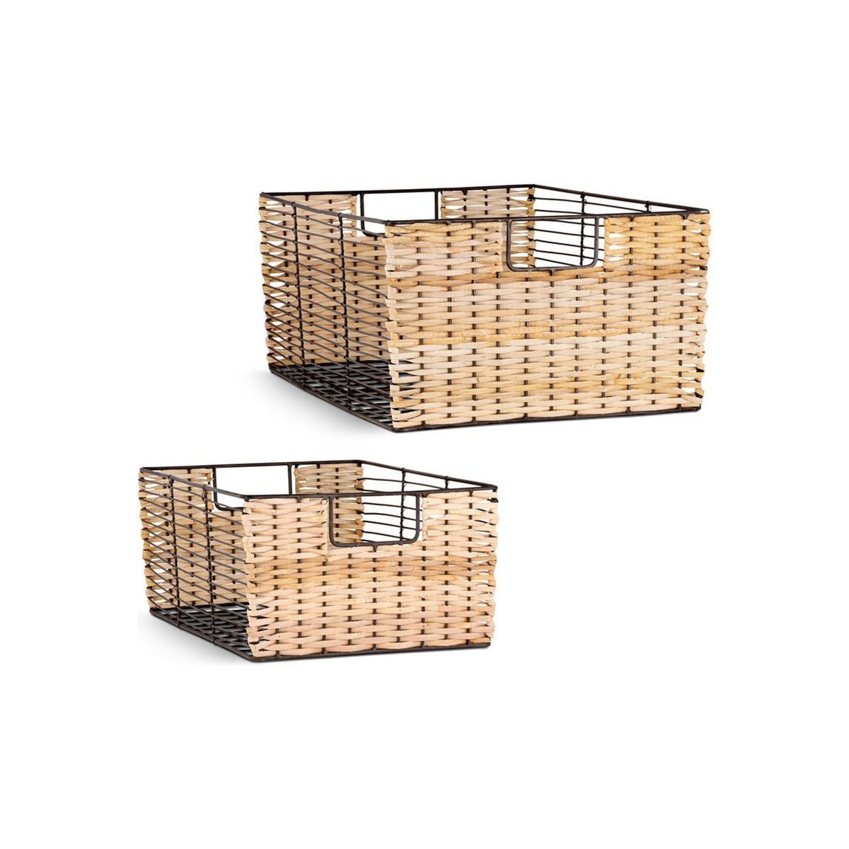Montali Iron & Rattan Storage Basket - Natural - Set of 2