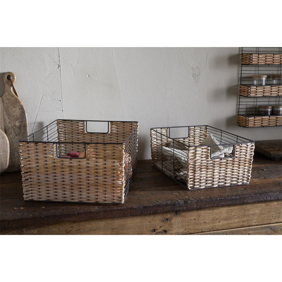 Montali Iron & Rattan Storage Basket - Natural - Set of 2