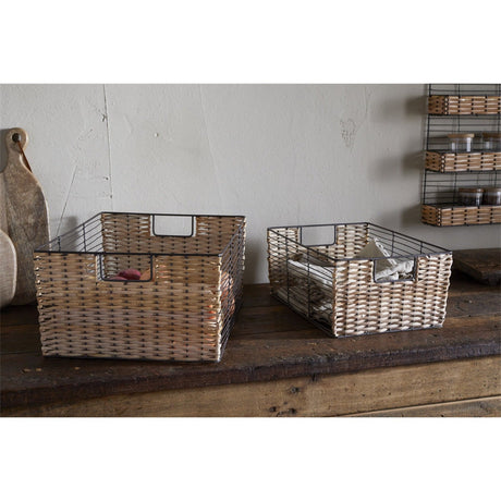 Montali Iron & Rattan Storage Basket - Natural - Set of 2