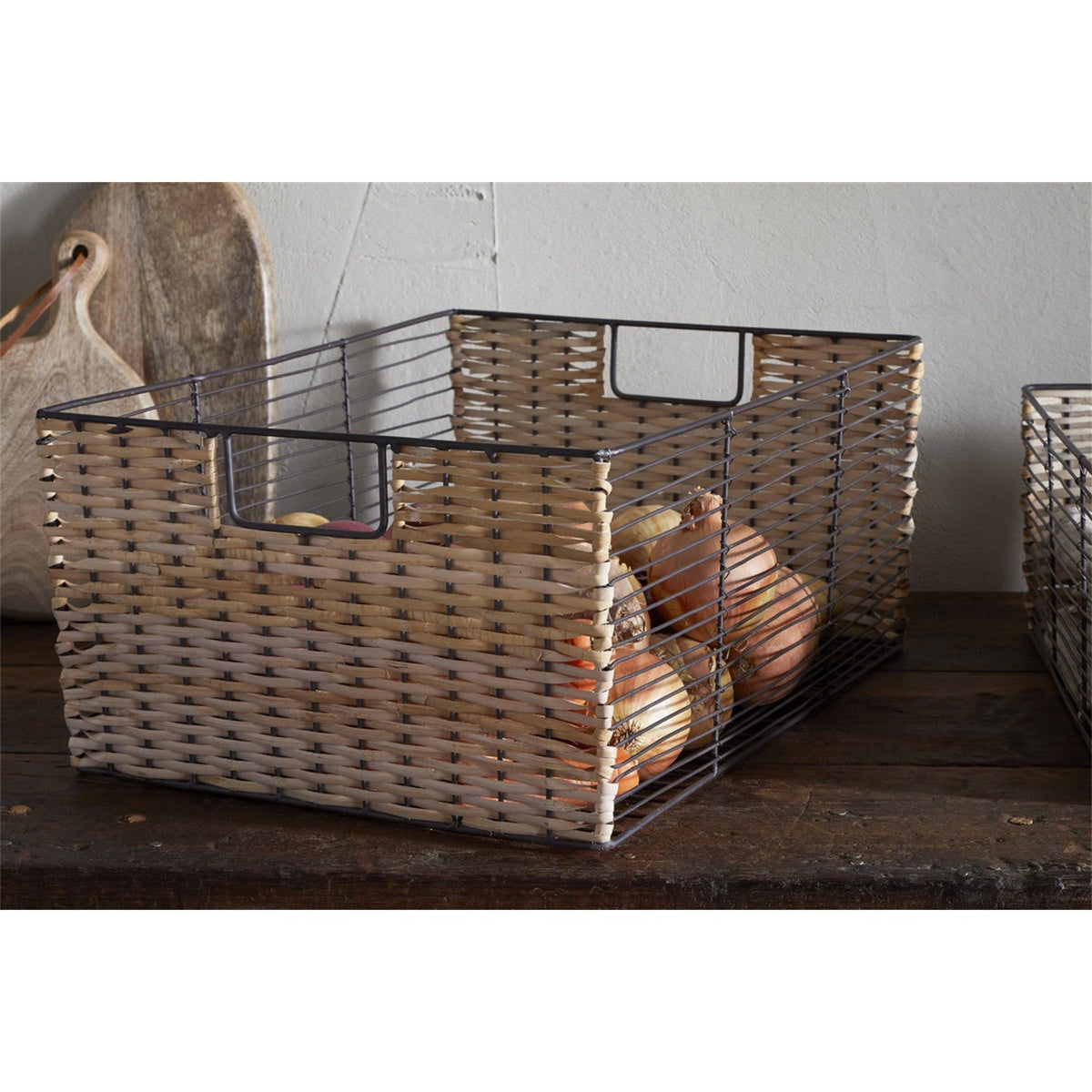 Montali Iron & Rattan Storage Basket - Natural - Set of 2