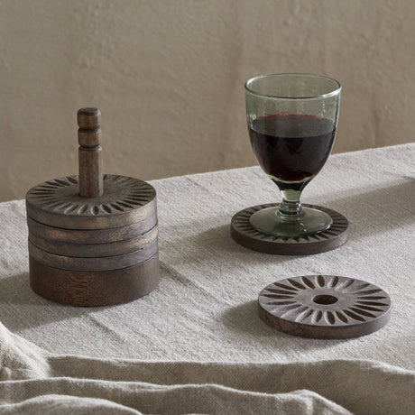 Eisha Mango Wood Coasters - Dark Brown - Set of 6