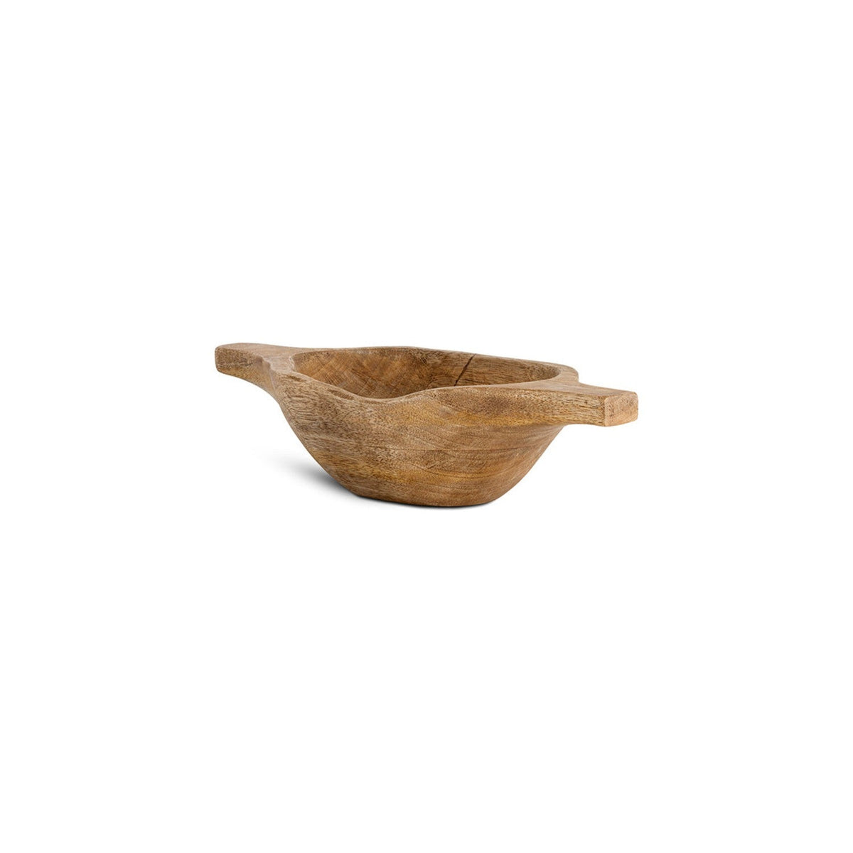 Naashta Small Handled Mango Wood Serving Bowl - Natural