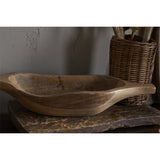Naashta Large Handled Mango Wood Serving Bowl - Natural