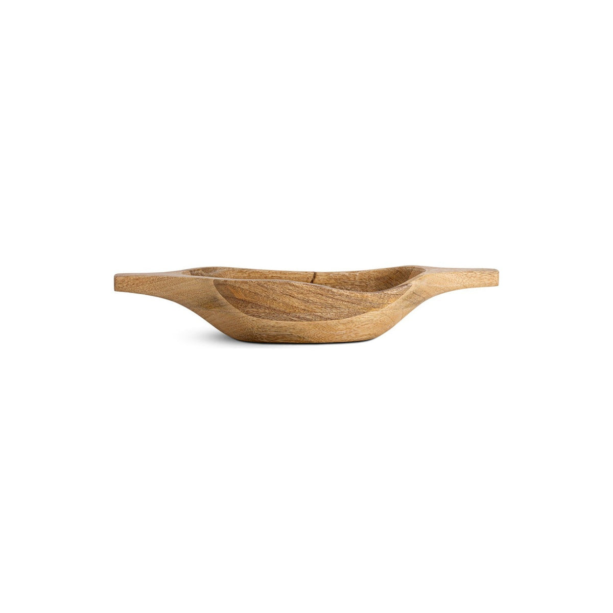 Naashta Large Handled Mango Wood Serving Bowl - Natural