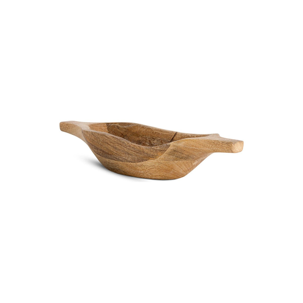 Naashta Large Handled Mango Wood Serving Bowl - Natural