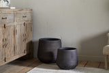 Lmaga Large Grooved Iron Planter - Aged Black