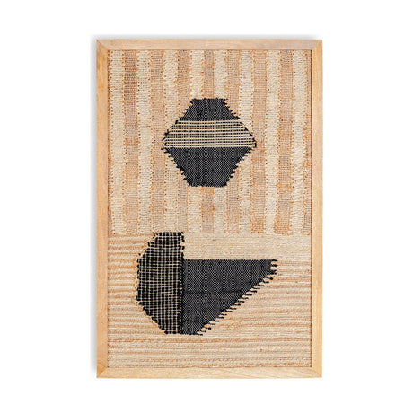 Kiran Textured Wall Art - Natural & Dark Blue