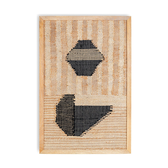Kiran Textured Wall Art - Natural & Dark Blue
