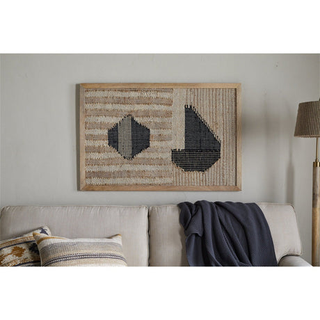 Kiran Textured Wall Art - Natural & Dark Blue