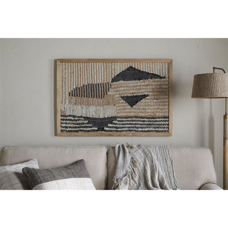 Birala Large Textured Wall Art - Natural & Dark Blue