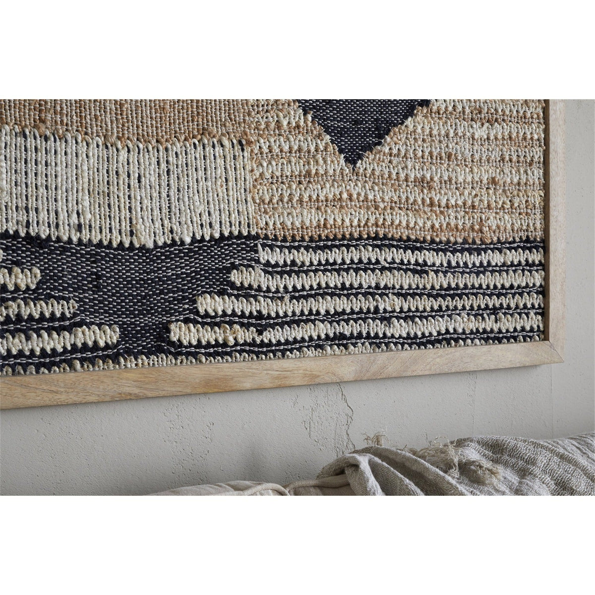 Birala Large Textured Wall Art - Natural & Dark Blue