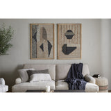 Birala Large Textured Wall Art - Natural & Dark Blue