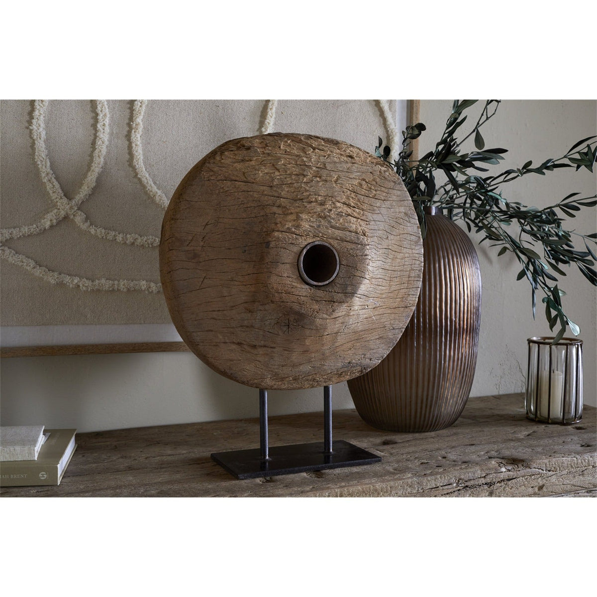 Cala Reclaimed Wood Objet on Stand - Natural