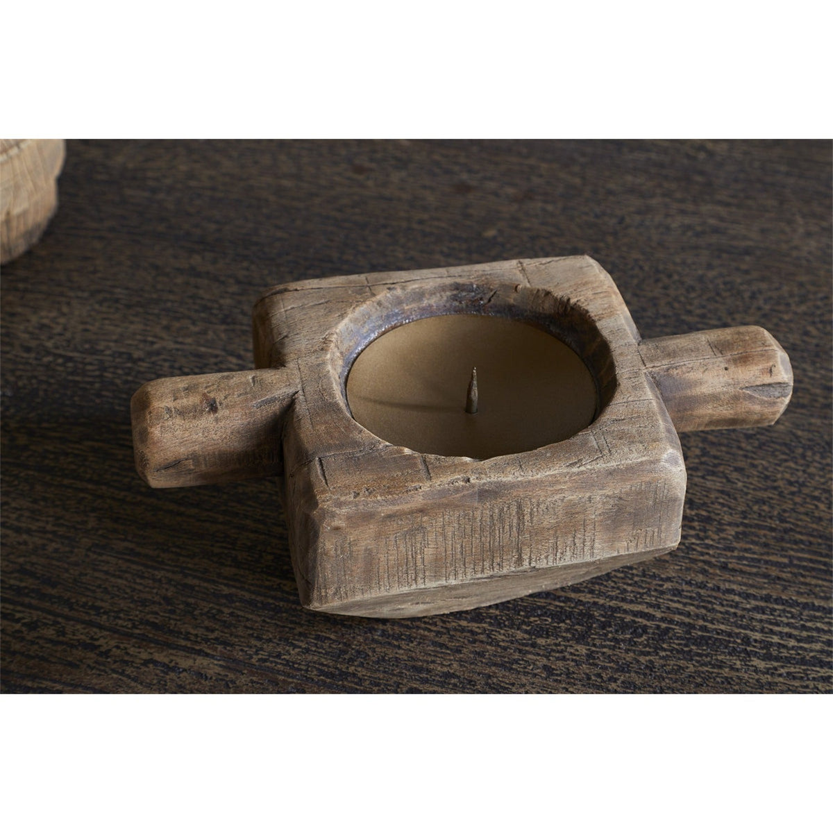 Apu Reclaimed Wood Candle Holder - Natural