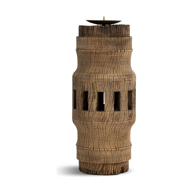 Mvua Reclaimed Wood Pillar Candle Holder - Natural
