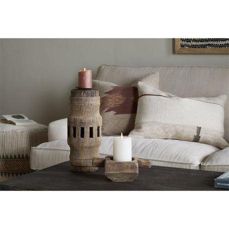 Mvua Reclaimed Wood Pillar Candle Holder - Natural
