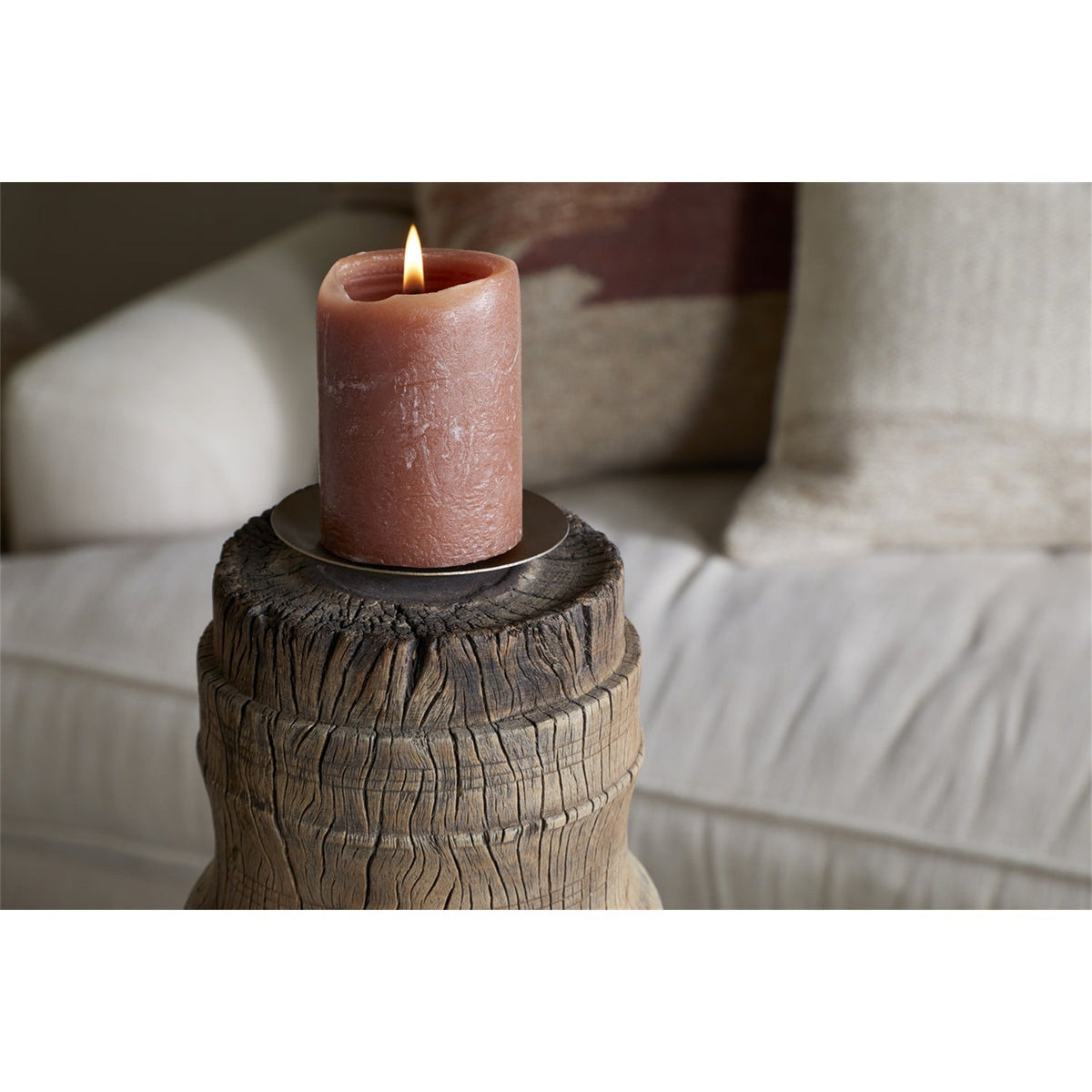 Mvua Reclaimed Wood Pillar Candle Holder - Natural