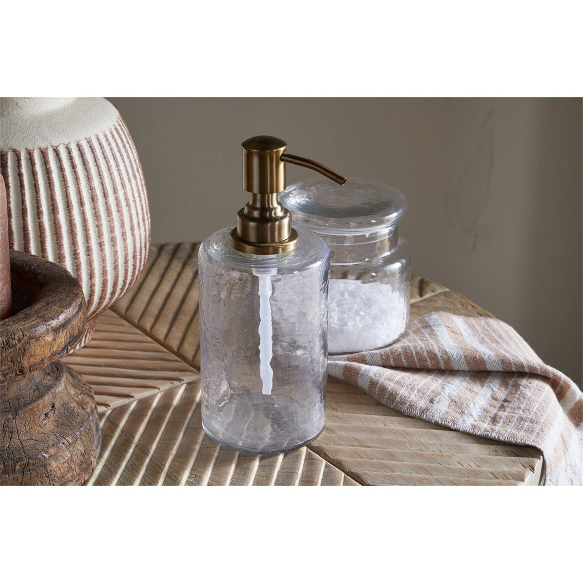 Ilcoso Recycled Hammered Glass Soap Dispenser - Clear
