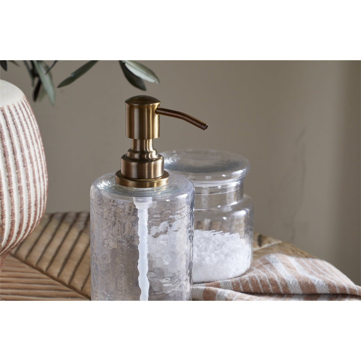 Ilcoso Recycled Hammered Glass Soap Dispenser - Clear