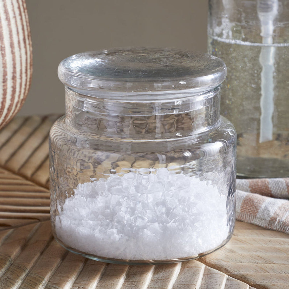 Ilcoso Recycled Hammered Glass Storage Pot - Clear