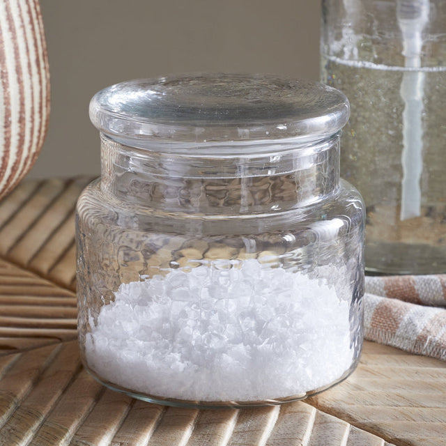 Ilcoso Recycled Hammered Glass Storage Pot - Clear