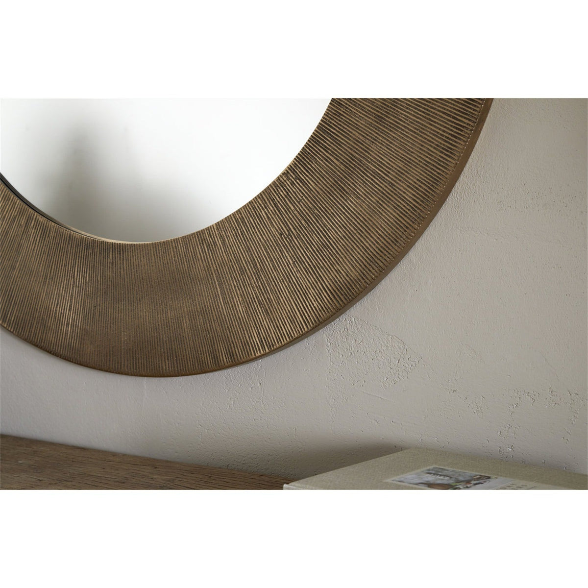 Moto Round Wall Mirror - Antique Brass