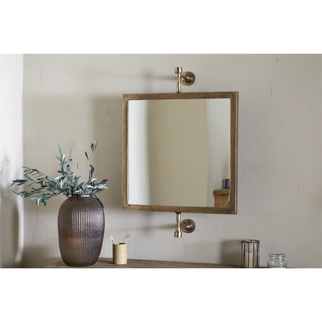 Visala Square Swivel Wall Mirror - Antique Brass