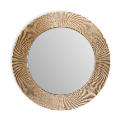Putali Etched Round Wall Mirror - Antique Brass