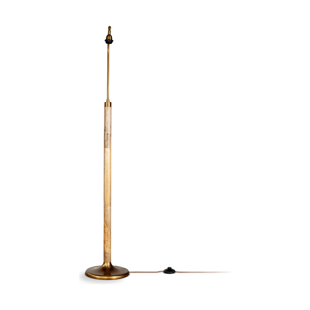 Kera Wood & Metal Floor Lamp Base - Antique Brass