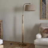 Kera Wood & Metal Floor Lamp Base - Antique Brass