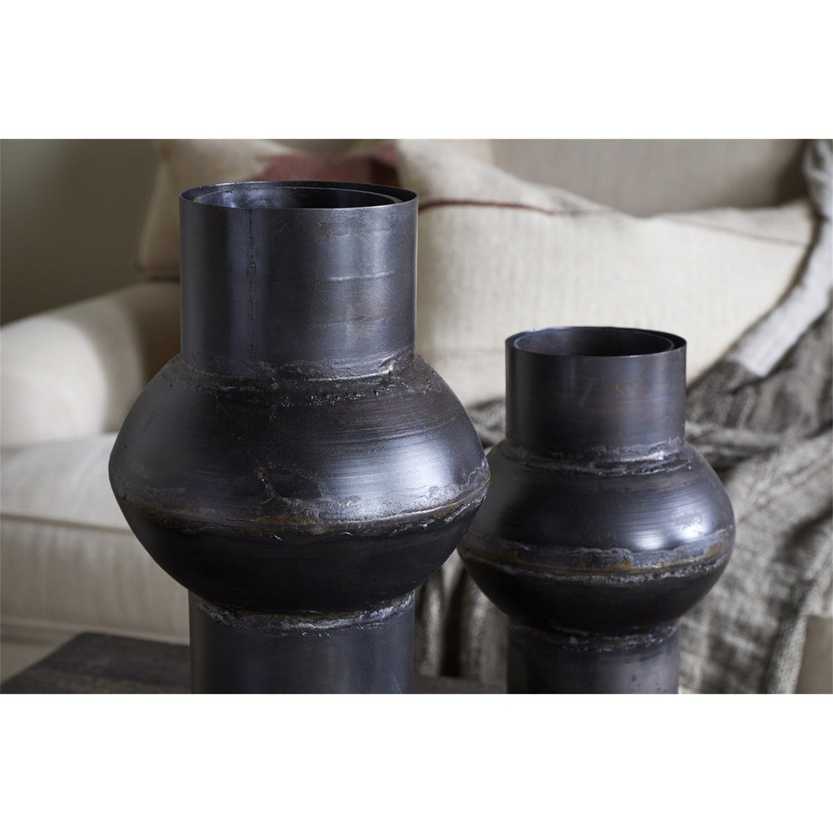 Endo Large Reclaimed Iron Vase - Aged Black