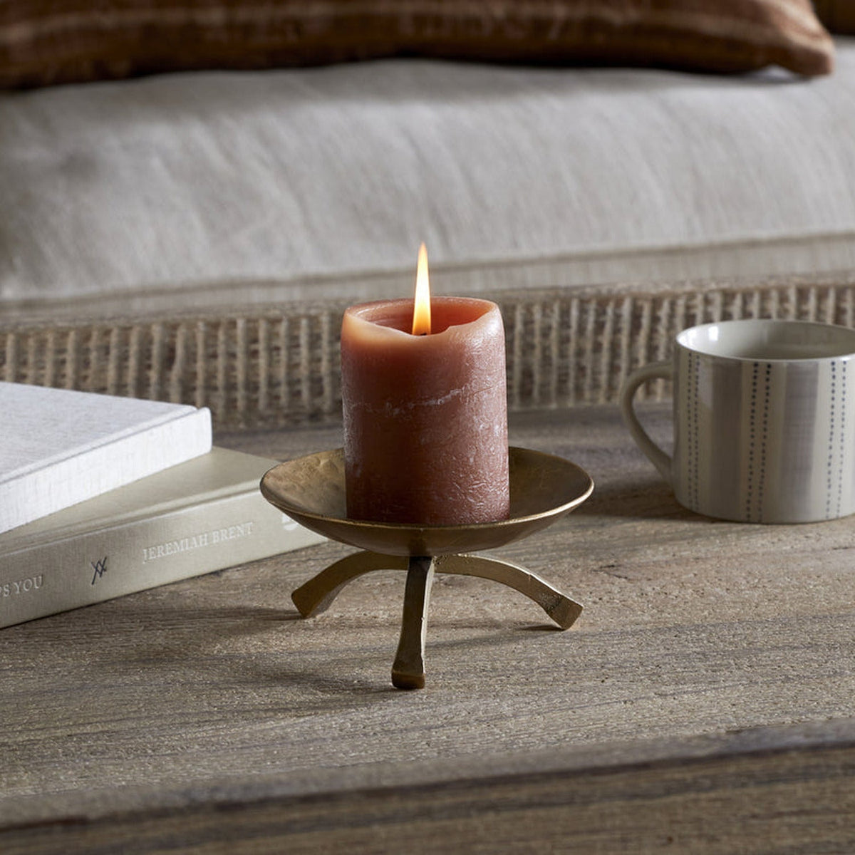 Kalik Forged Iron Candle Holder - Antique Brass