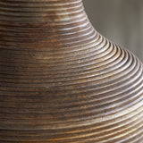 Nadi Grooved Wood Pendant Light - Natural & Antique Brass