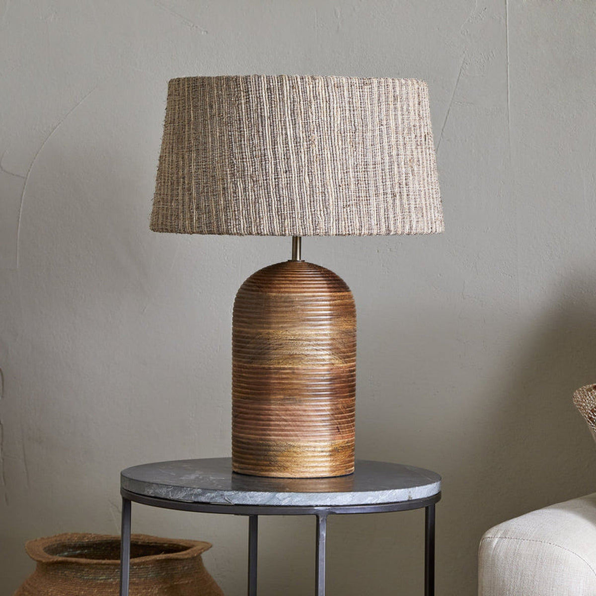Agua Grooved Table Lamp Base - Natural