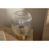 Rizal Fluted Glass Bedside Table Lamp - Antique Brass