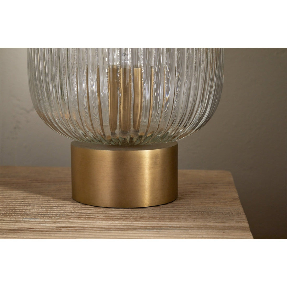 Rizal Fluted Glass Bedside Table Lamp - Antique Brass