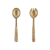 Abani Seagrass Wrapped Salad Servers - Antique Brass