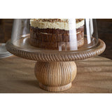 Vivan Mango Wood Cake Stand & Glass Dome - Natural