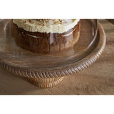 Vivan Mango Wood Cake Stand & Glass Dome - Natural