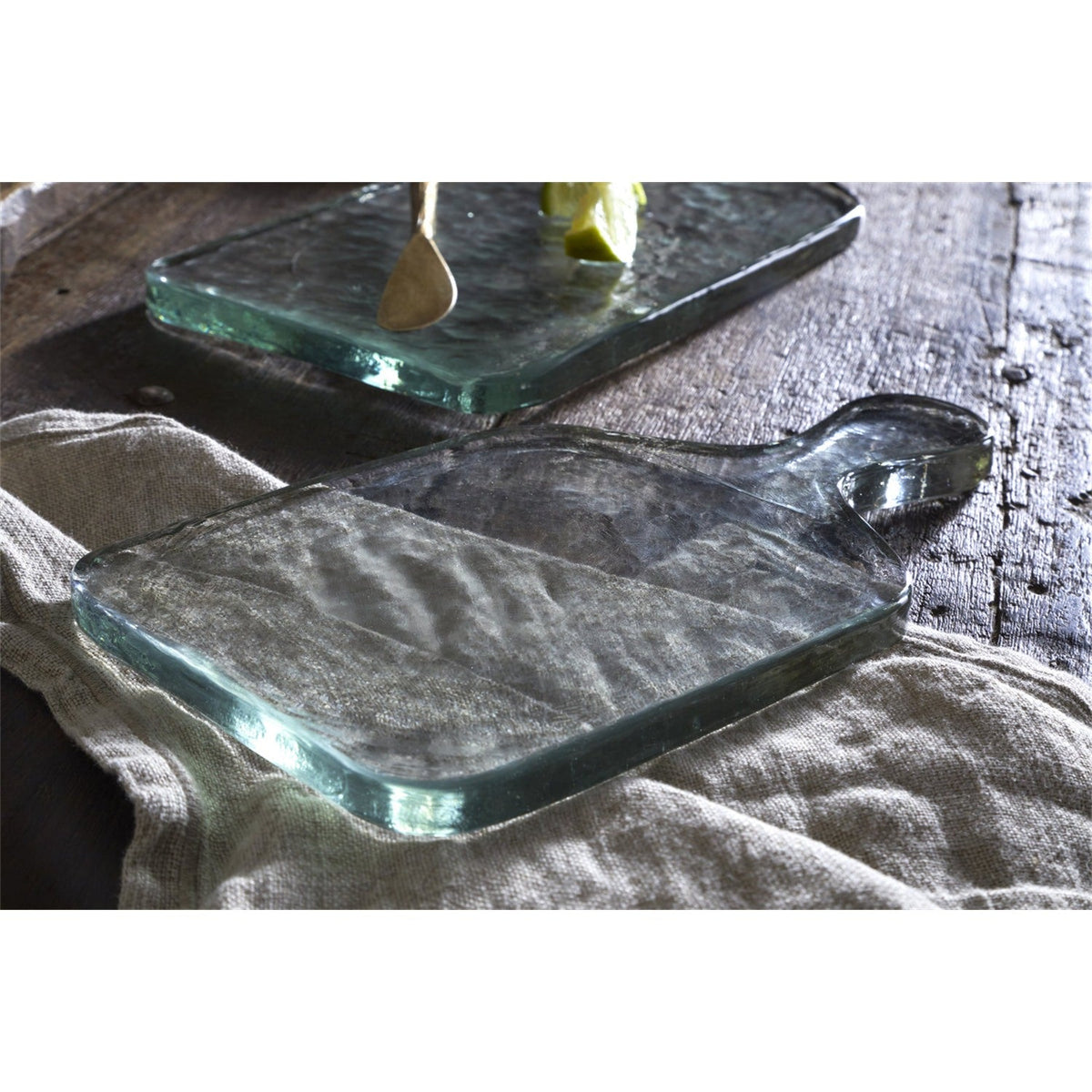 Komal Small Recycled Glass Serving Platter - Clear