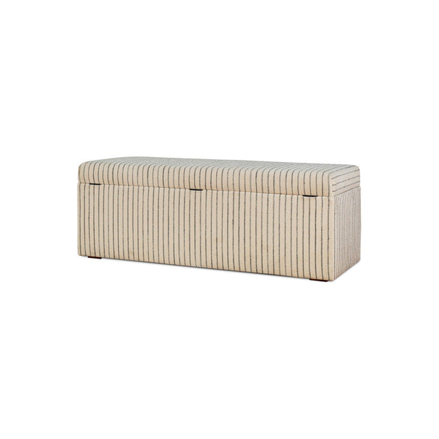 Sanja Cotton & Linen Upholstered Storage Bench - Grey