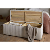 Sanja Cotton & Linen Upholstered Storage Bench - Grey