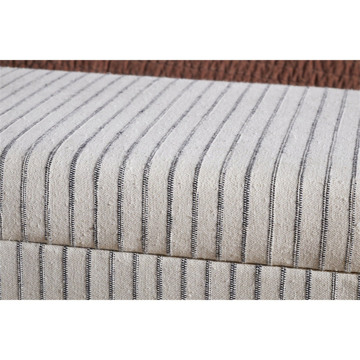 Sanja Cotton & Linen Upholstered Storage Bench - Grey
