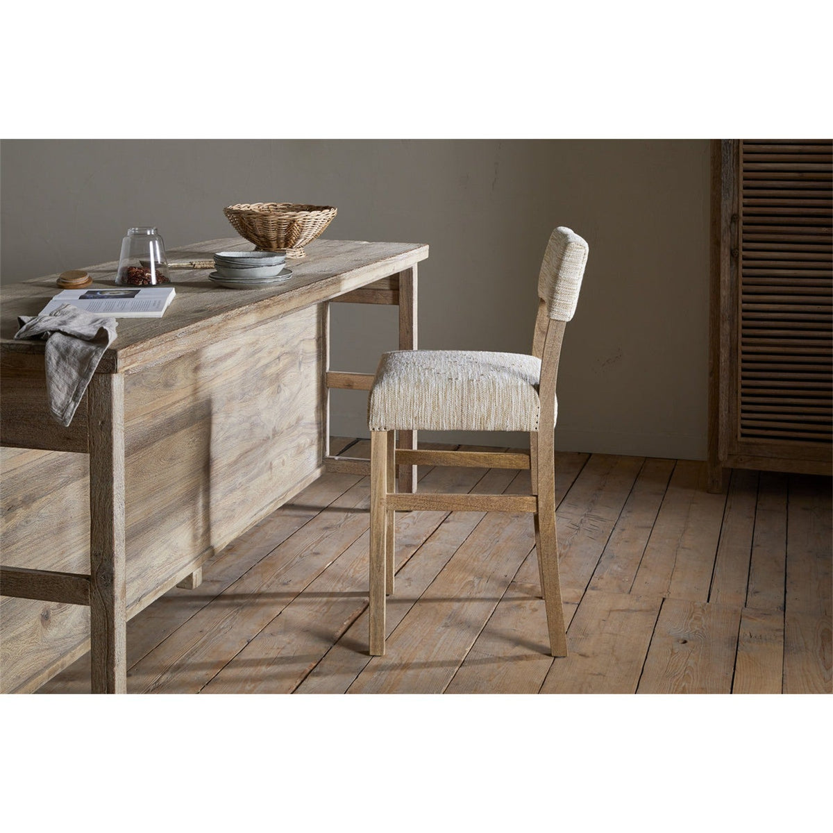 Zoha Cotton & Jute Upholstered Counter Stool - Natural